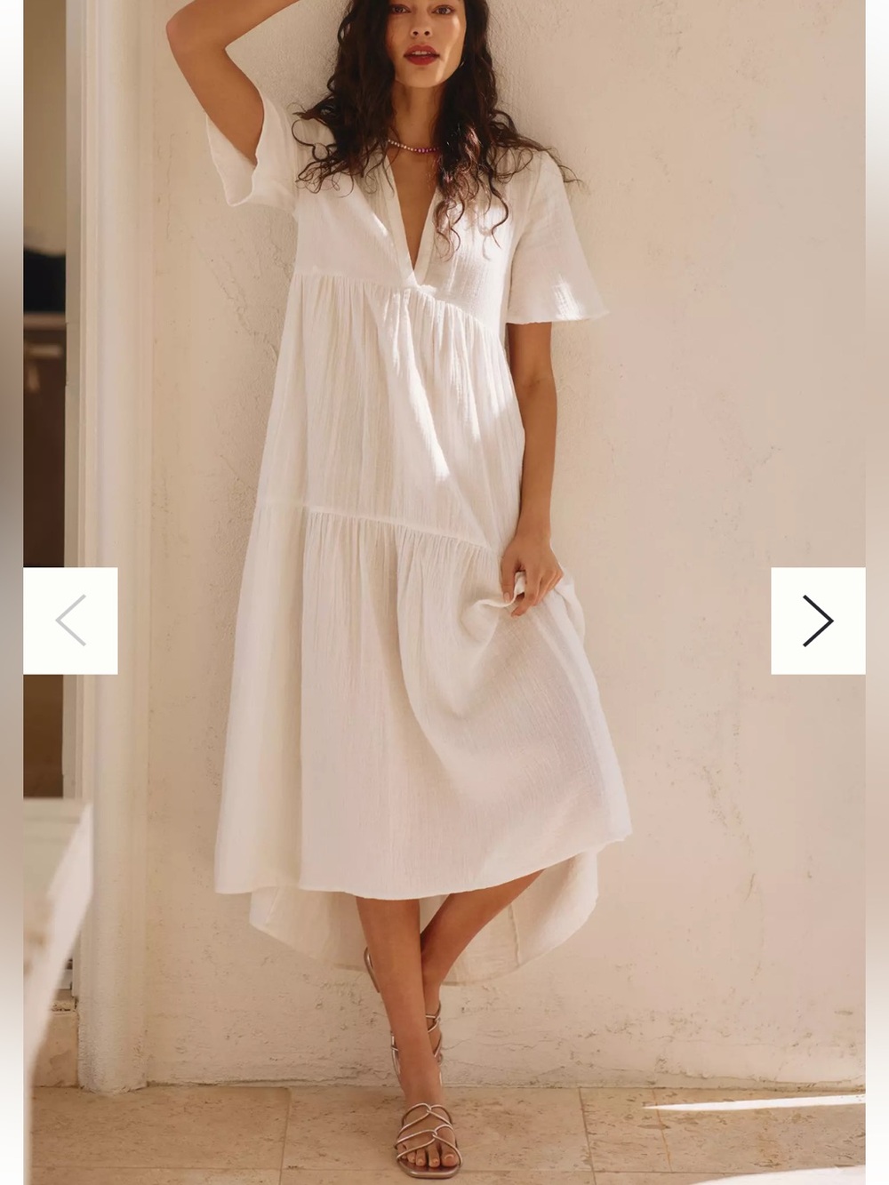 Anthropologie White Tiered Guaze Maxi Dress